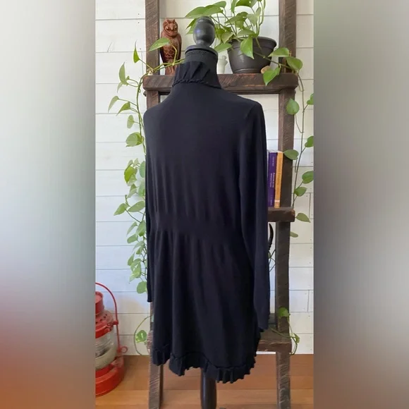 Valerie Steven’s: Elegant Black Open-Front Cardigan Sweater with Ruffle Trim - Picture 14 of 17